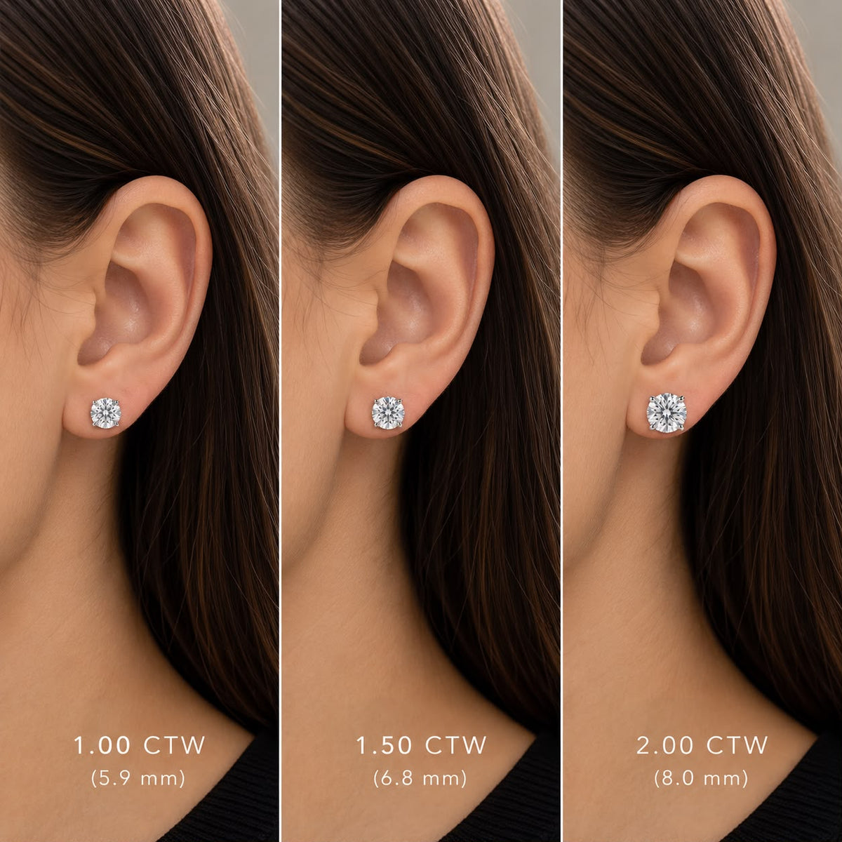 Classic Lab-Grown Diamond Stud Earrings in 14k white Gold