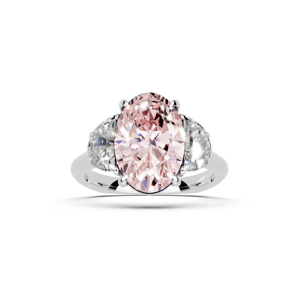 Heart Lab Diamond Three Stone Engagement Ring